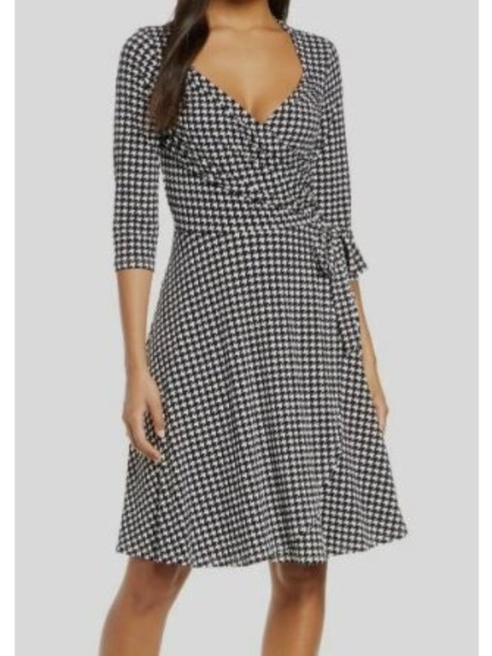 Leota Waist Tie Wrap Roslaia Dress Women Plus Size 1X NWT Black White Jacquard